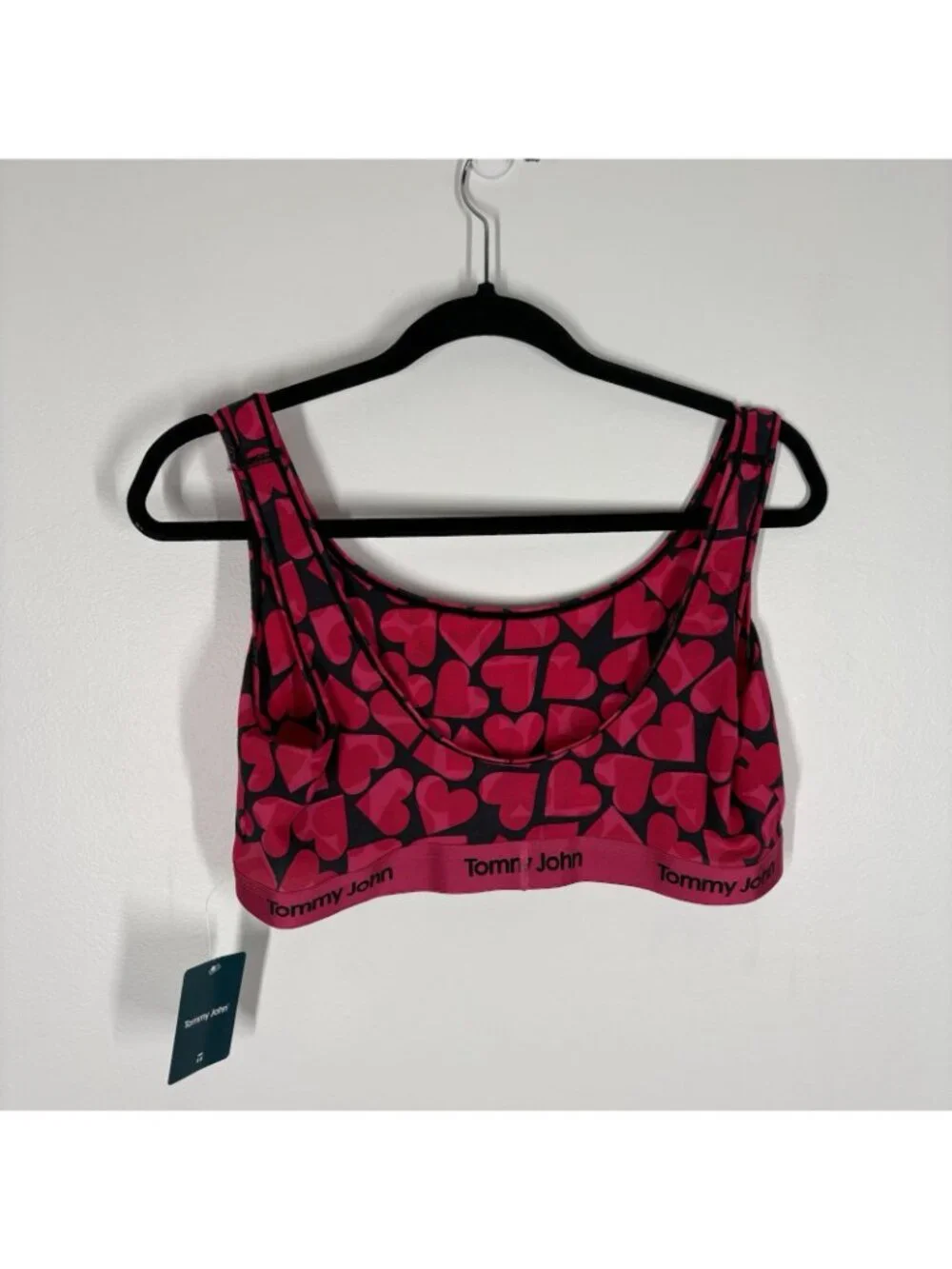 Tommy John Women Size XL Cropped Hearts Soft Second Skin Scoop Bralette NWT